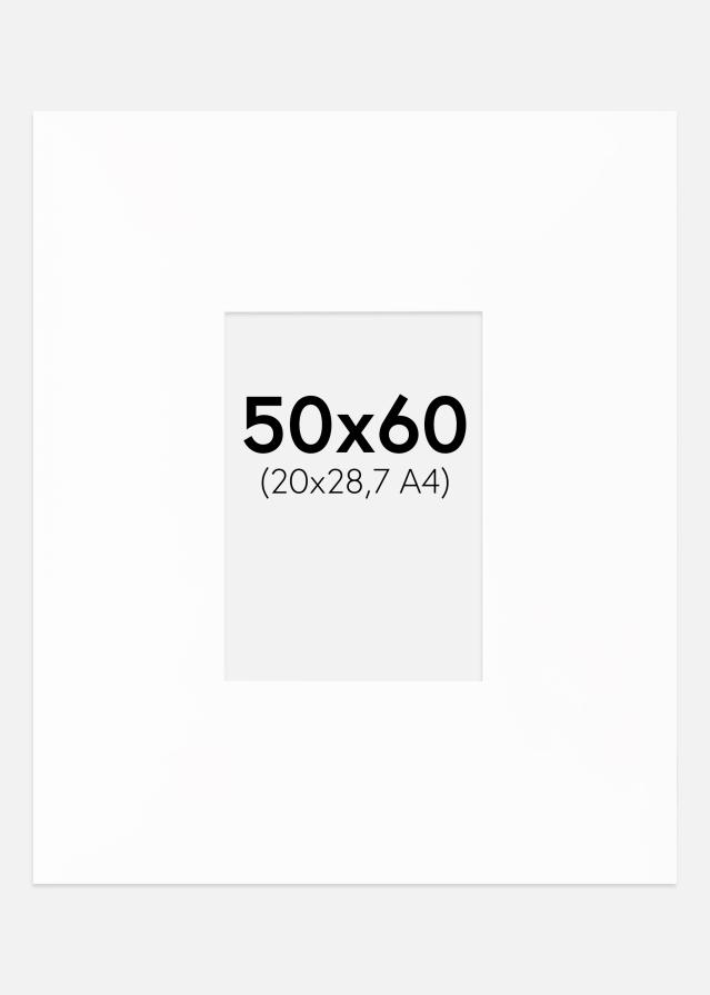 Passepartout XXL Standard Hvit (Hvit Kjerne) 50x60 cm (20x28,7 - A4)