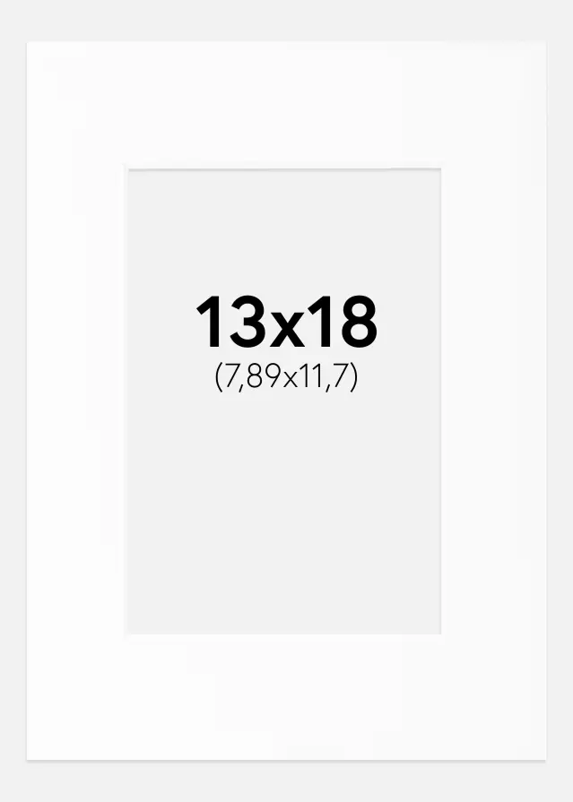 Passepartout Hvit Standard (Hvit kerne) 13x18 cm (7,89x11,7)