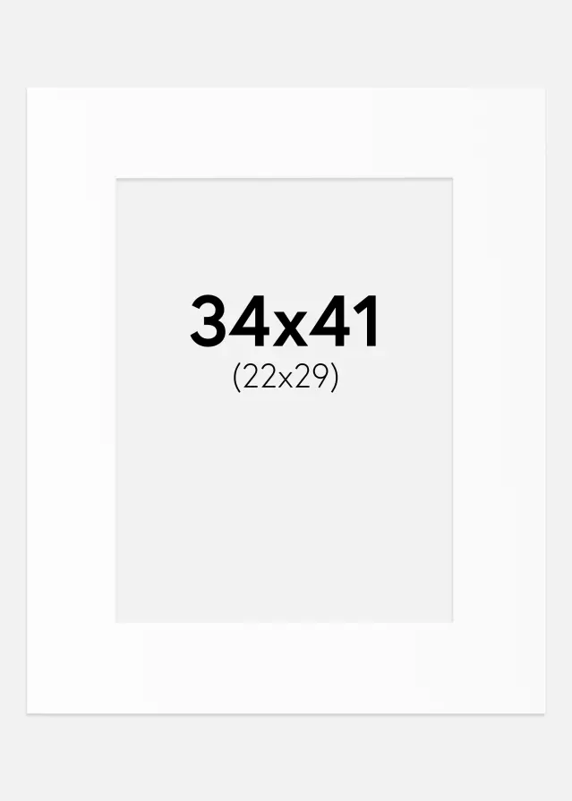 Passepartout Hvit Standard (Hvit kerne) 34x41 cm (22x29)