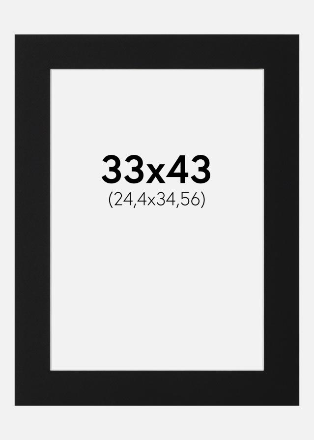 Passepartout Svart Standard (Hvit kjerne) 33x43 cm (24,4x34,56)