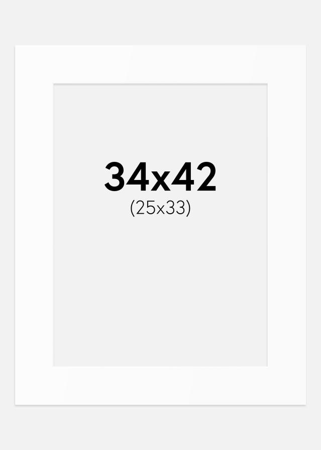 Passepartout Hvit Standard (Hvit kerne) 34x42 cm (25x33)