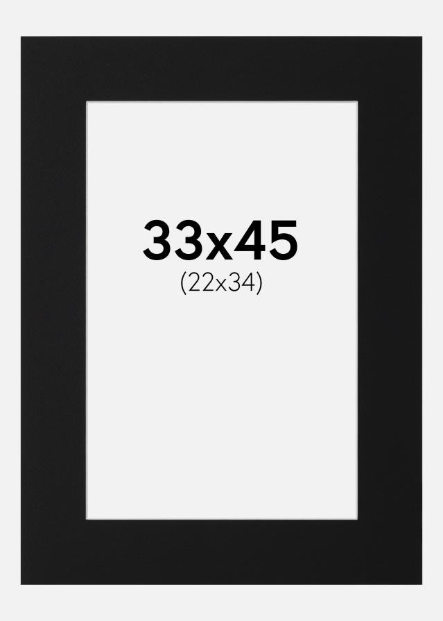 Passepartout Svart Standard (Hvit kjerne) 33x45 cm (22x34)