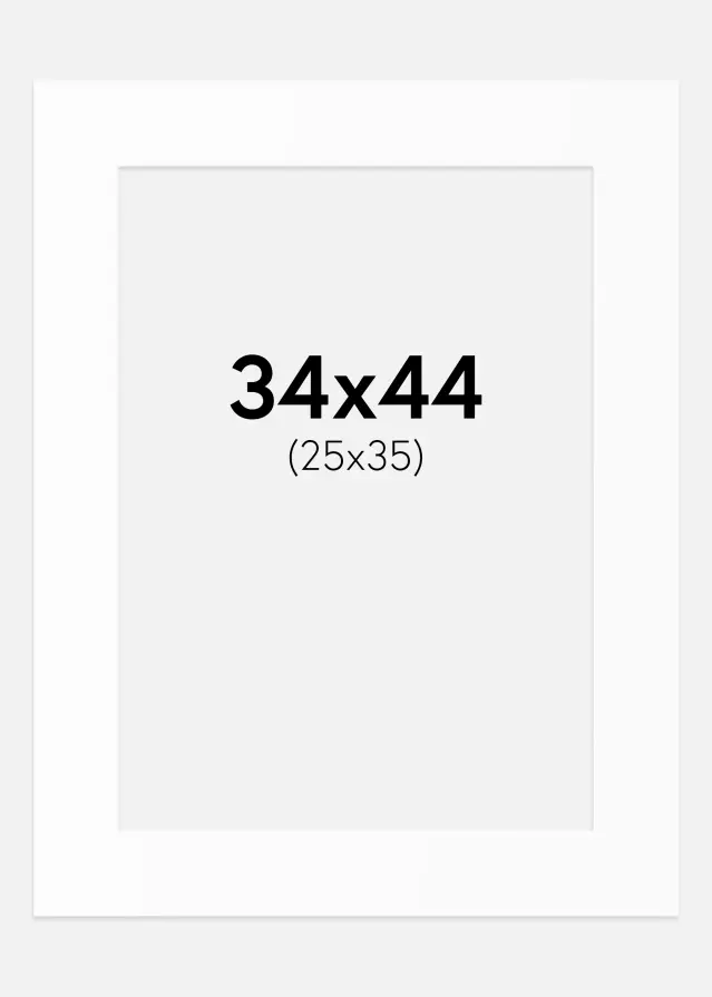 Passepartout Hvit Standard (Hvit kerne) 34x44 cm (25x35)