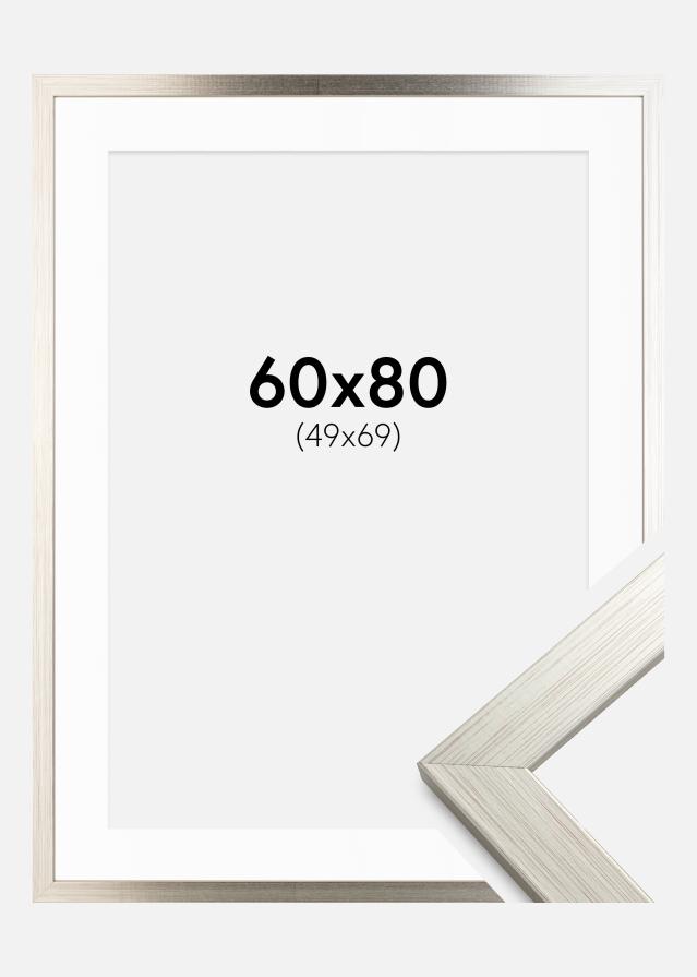 Ramme Silver Wood 60x80 cm - Passepartout Hvit 50x70 cm