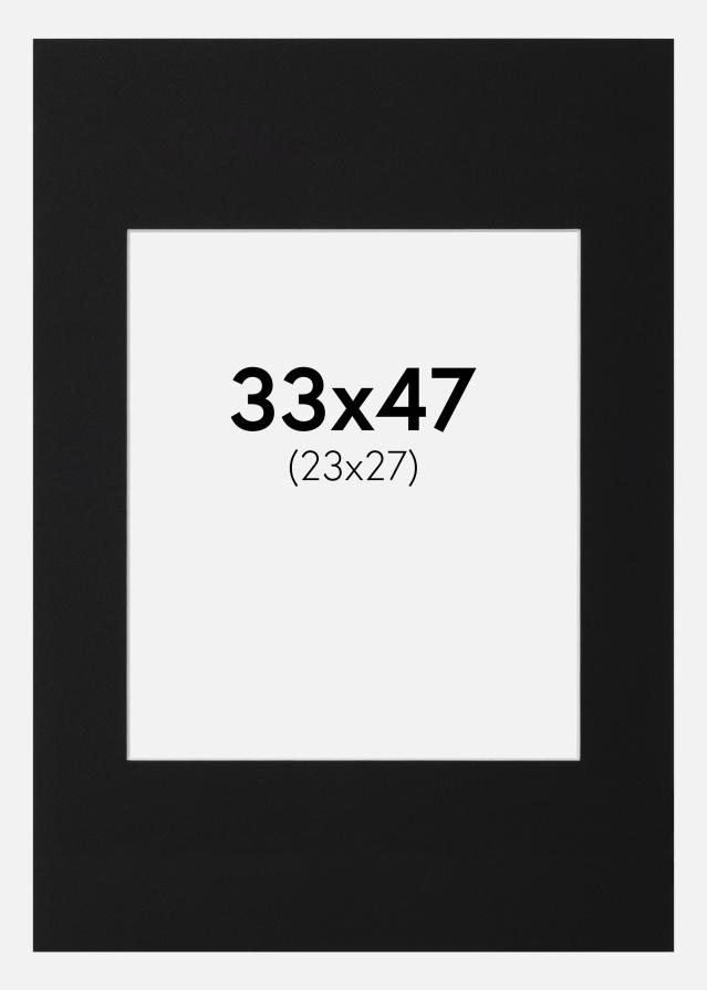 Passepartout Svart Standard (Hvit kjerne) 33x47 cm (23x27)