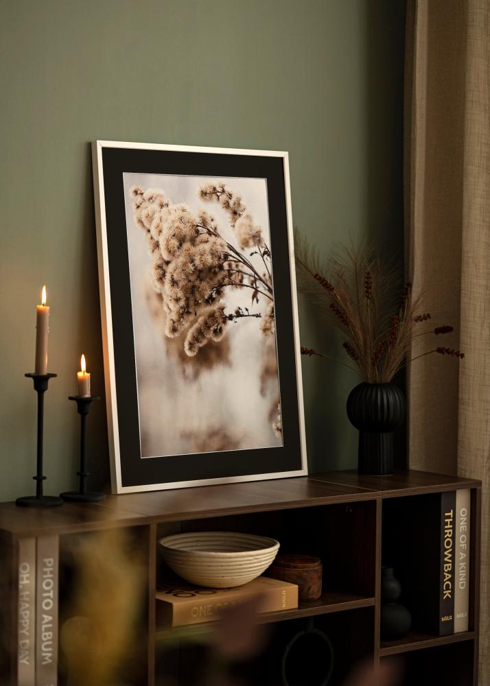 Ramme E-Line Hvit 30x40 cm - Passepartout Svart 21x29,7 cm (A4)