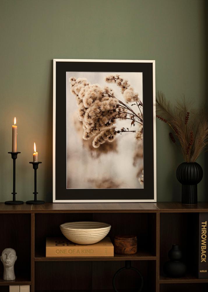 Ramme E-Line Hvit 30x40 cm - Passepartout Svart 21x29,7 cm (A4)