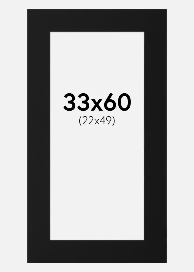 Passepartout Svart Standard (Hvit kjerne) 33x60 cm (22x49)