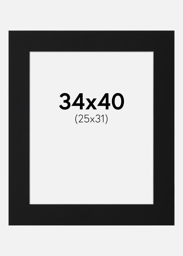 Passepartout Svart Standard (Hvit kjerne) 34x40 cm (25x31)