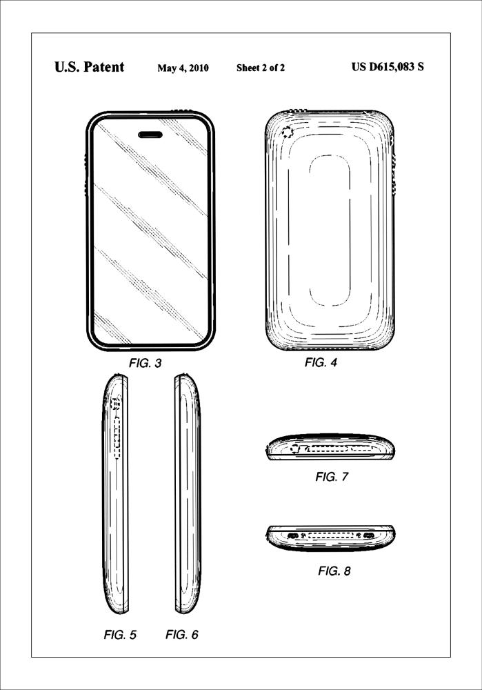 Patent Print - iPhone II - White Plakat