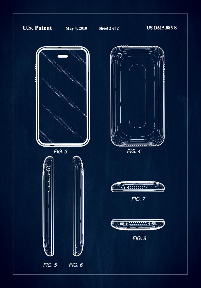 Patent Print - iPhone II - Blue Plakat