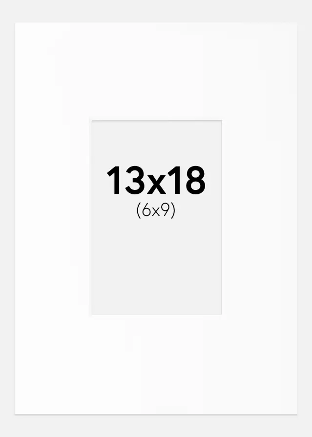 Passepartout Hvit Standard (Hvit kerne) 13x18 cm (6x9)