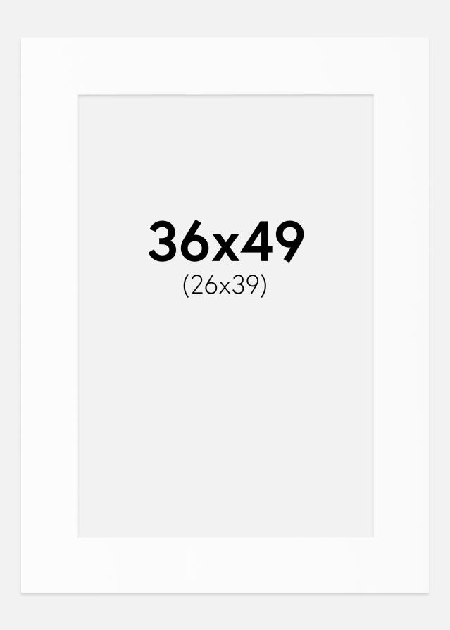 Passepartout Hvit Standard (Hvit kerne) 36x49 cm (26x39)