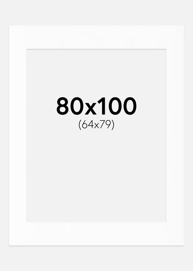Passepartout Hvit Standard (Hvit kerne) 80x100 cm (64x79)