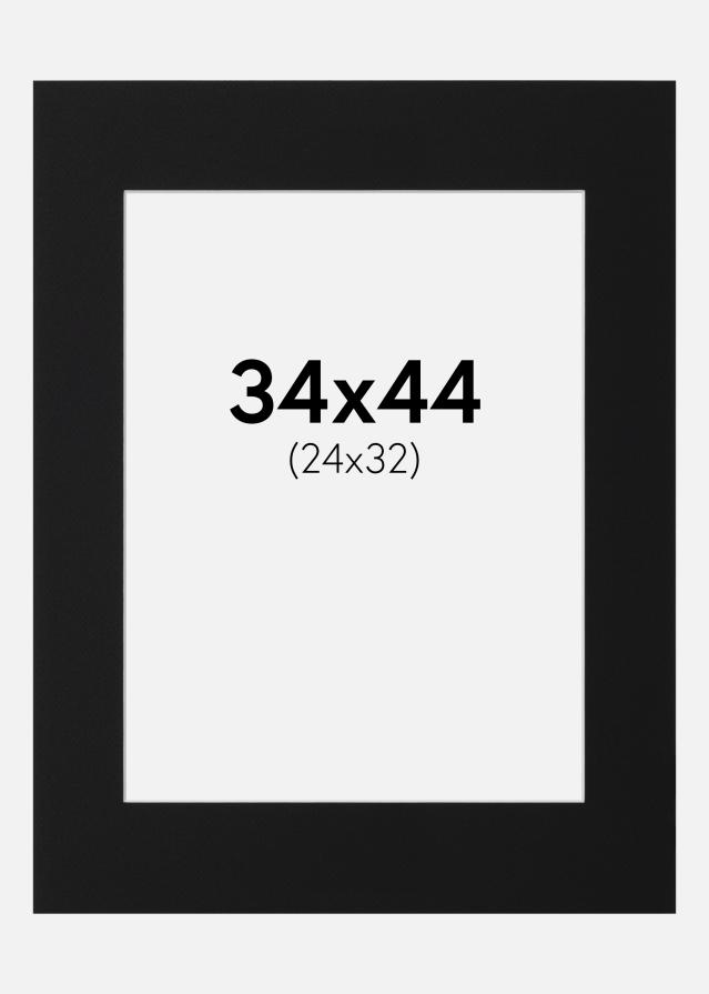 Passepartout Svart Standard (Hvit kjerne) 34x44 cm (24x32)