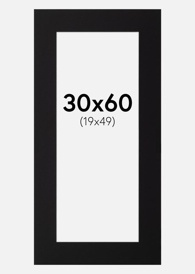 Passepartout Svart Standard (Hvit Kjerne) 30x60 cm (19x49)
