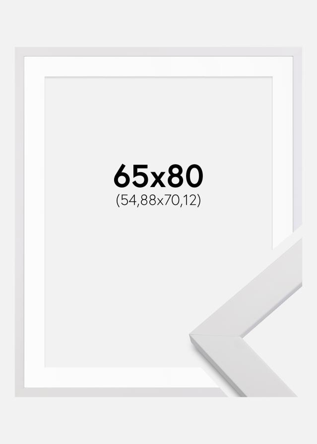 Ramme White Wood 65x80 cm - Passepartout Hvit 22x28 inches