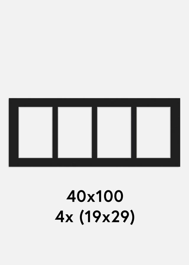 Passepartout Svart 40x100 cm - Collage 4 Bilder (19x29 cm)