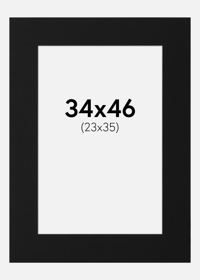 Passepartout Svart Standard (Hvit kjerne) 34x46 cm (23x35)