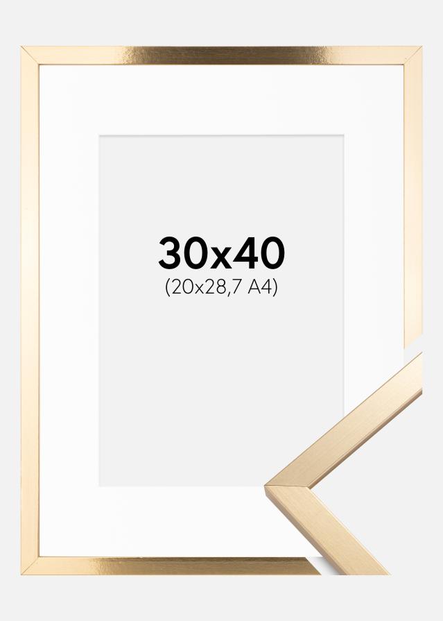 Ramme Trendy Gull 30x40 cm - Passepartout Hvit 21x29,7 cm (A4)