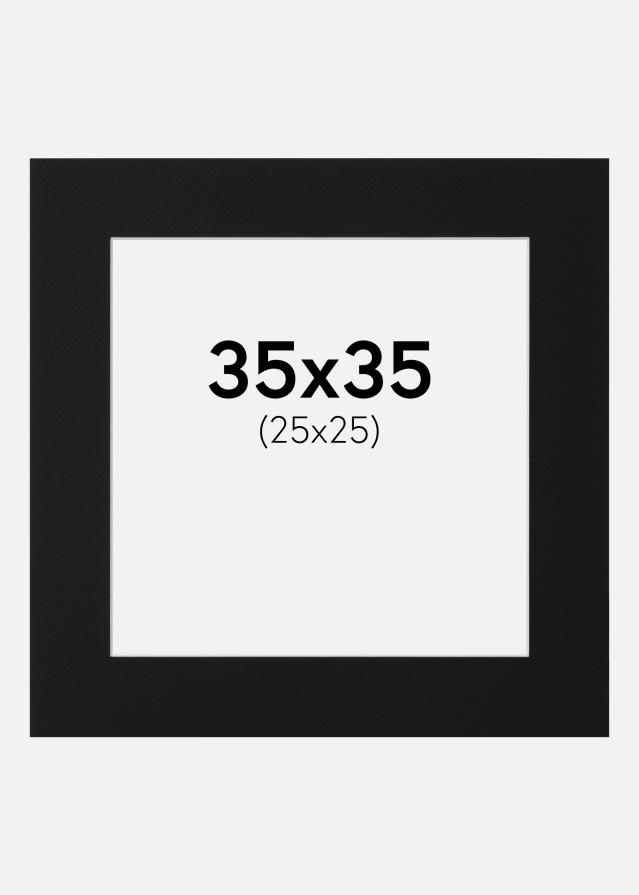 Passepartout Svart Standard (Hvit kjerne) 35x35 cm (25x25)
