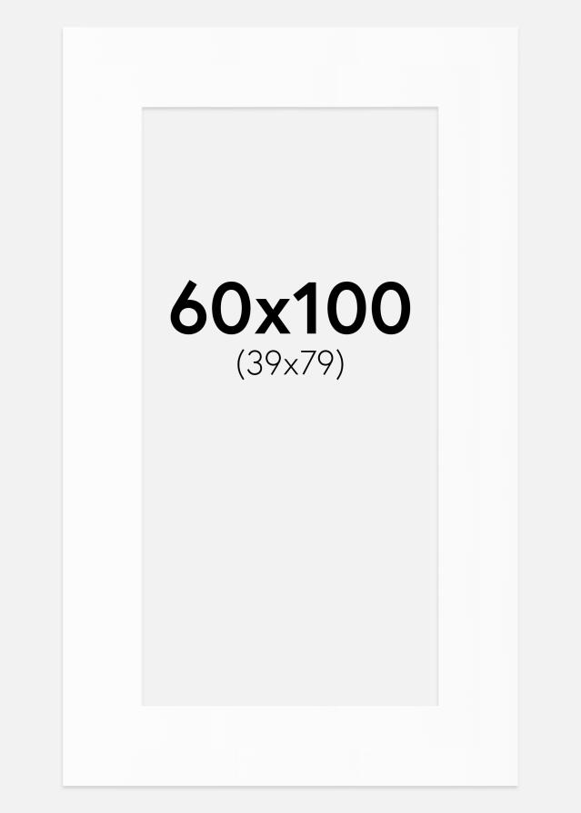 Passepartout Hvit Standard (Hvit kerne) 60x100 cm (39x79)