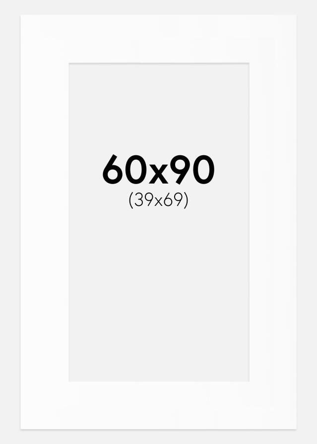 Passepartout Hvit Standard (Hvit kerne) 60x90 cm (39x69)