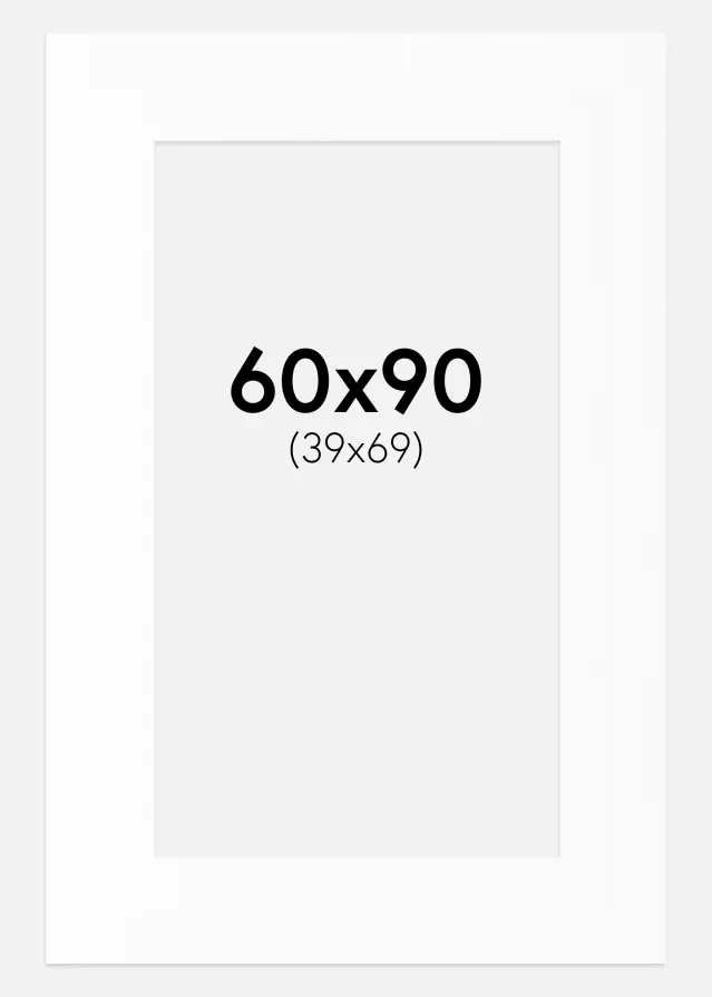 Passepartout Hvit Standard (Hvit kerne) 60x90 cm (39x69)