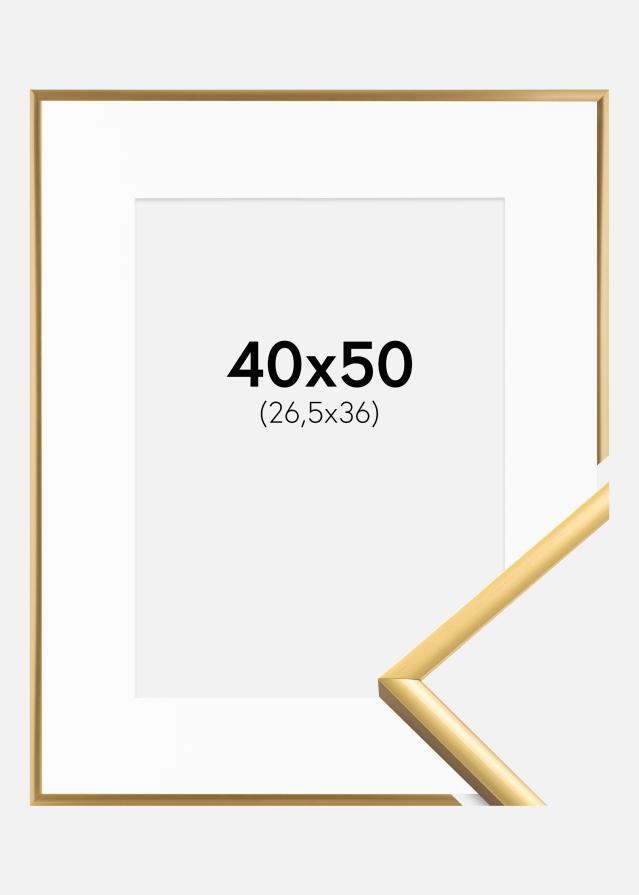 Ramme New Lifestyle Shiny Gold 40x50 cm - Passepartout Hvit 27,5x37 cm