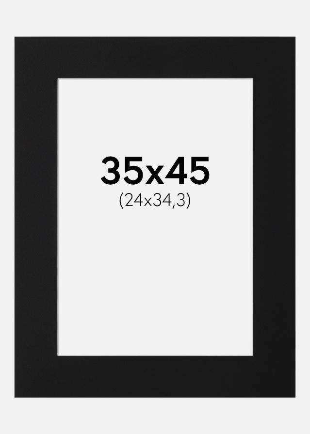 Passepartout Svart Standard (Hvit kjerne) 35x45 cm (24x34,3)