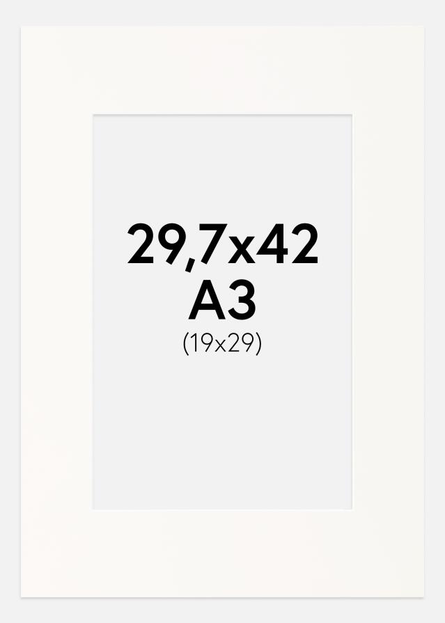 Passepartout Antique White (Hvit kjerne) 29,7x42 cm (19x29)