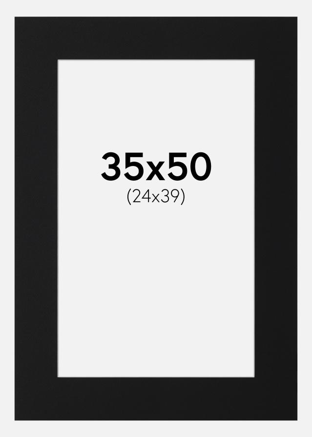 Passepartout Svart Standard (Hvit kjerne) 35x50 cm (24x39)