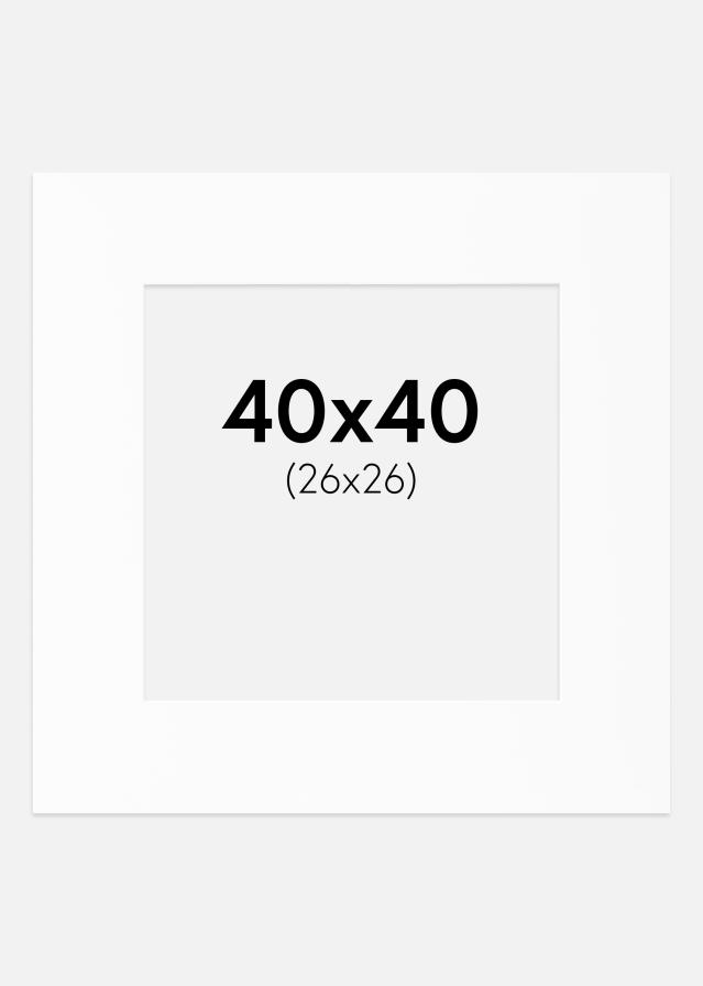 Passepartout Hvit Standard (Hvit kerne) 40x40 cm (26x26)