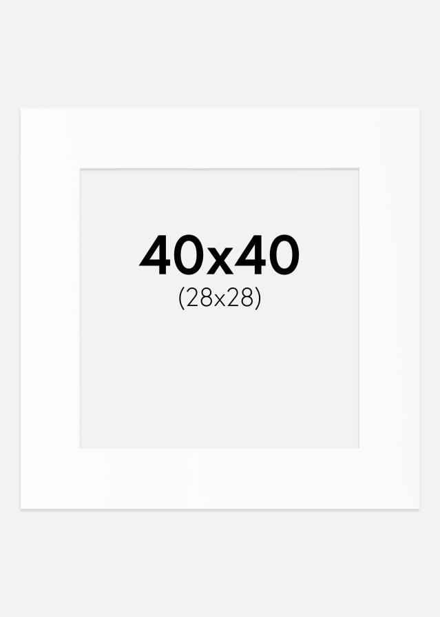 Passepartout Hvit Standard (Hvit kerne) 40x40 cm (28x28)