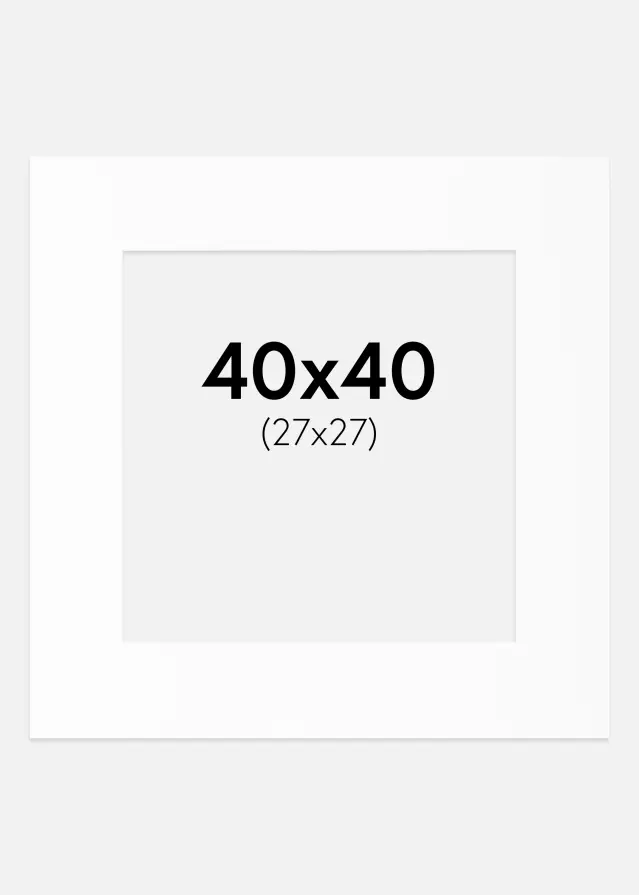 Passepartout Hvit Standard (Hvit kerne) 40x40 cm (27x27)