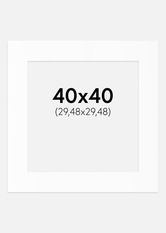 Passepartout Hvit Standard (Hvit kerne) 40x40 cm (29,48x29,48)
