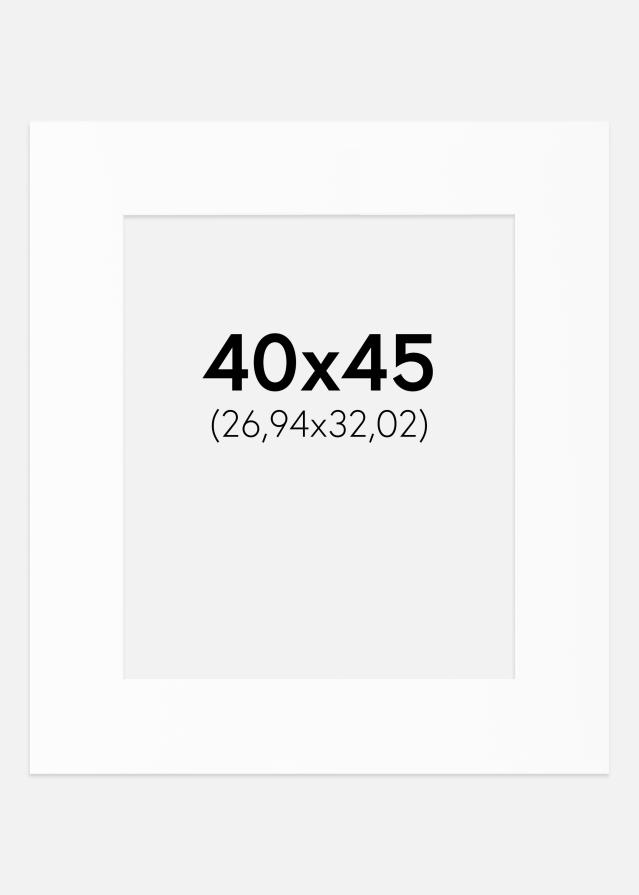 Passepartout Hvit Standard (Hvit kerne) 40x45 cm (26,94x32,02)