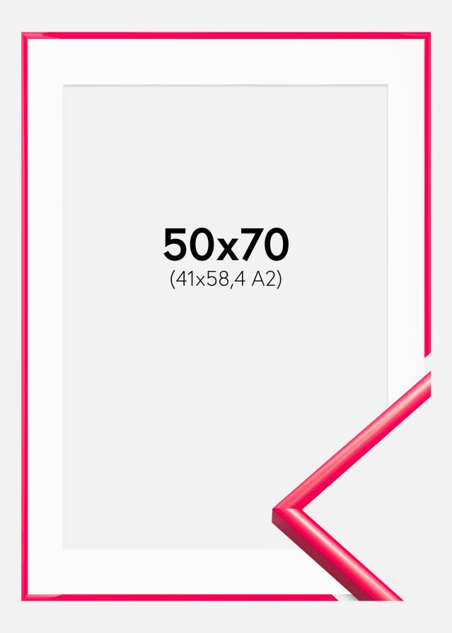 Ramme New Lifestyle Hot Pink 50x70 cm - Passepartout Hvit 42x59,4 cm (A2)