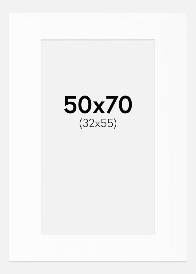 Passepartout Hvit Standard (Hvit kerne) 50x70 cm (32x55)