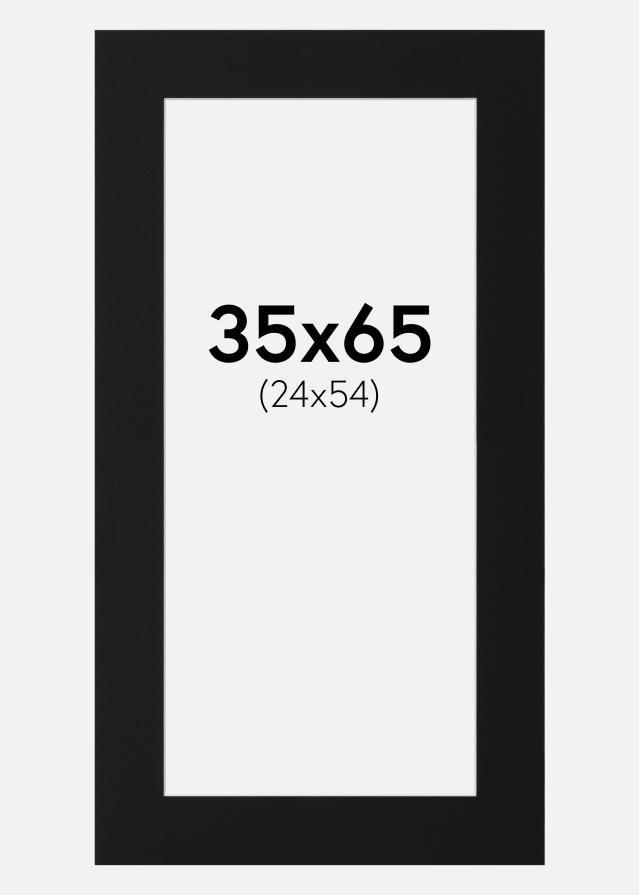 Passepartout Svart Standard (Hvit kjerne) 35x65 cm (24x54)