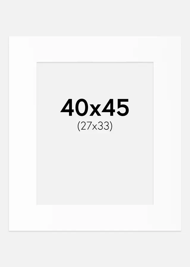 Passepartout Hvit Standard (Hvit kerne) 40x45 cm (27x33)