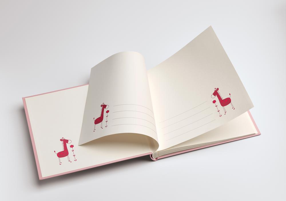 Hello Babyalbum Rosa - 25x28 cm (50 Hvite sider / 25 ark)