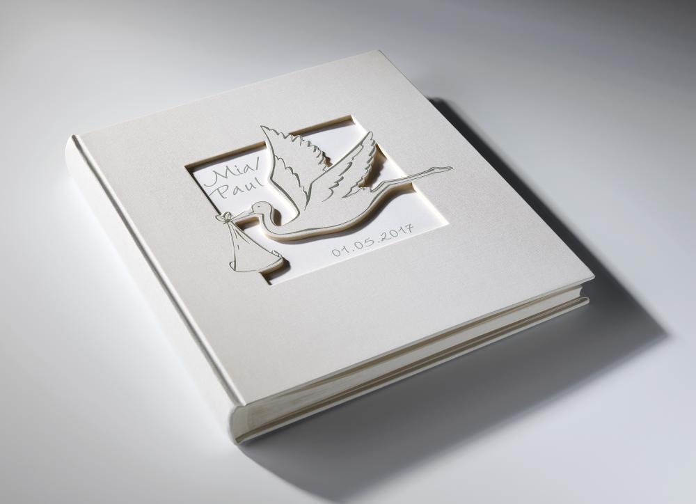 Cicogna Babyalbum Hvit - 28x30,5 cm (50 Hvite sider / 25 ark)