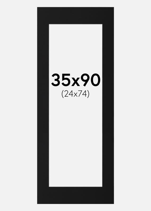 Passepartout Svart Standard (Hvit kjerne) 35x90 cm (24x74)