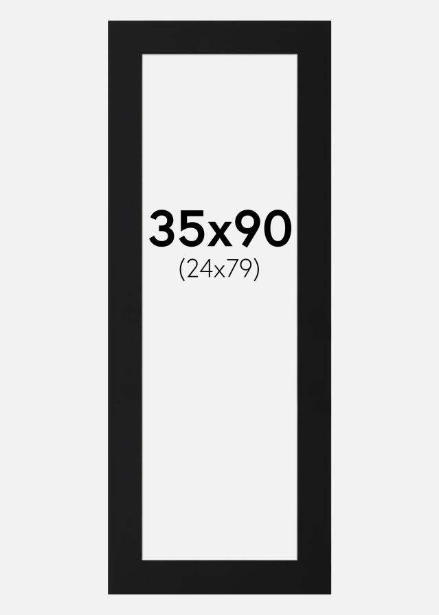Passepartout Svart Standard (Hvit kjerne) 35x90 cm (24x79)