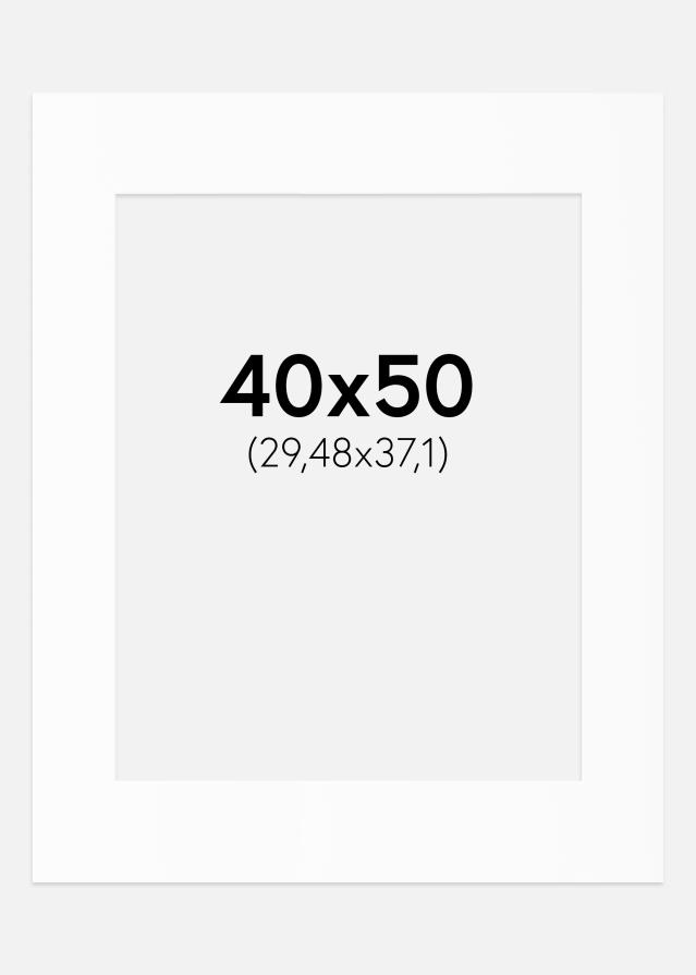 Passepartout Hvit Standard (Hvit kerne) 40x50 cm (29,48x37,1)