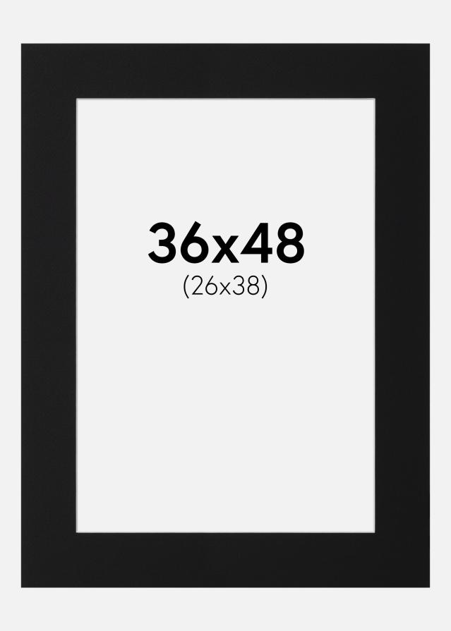 Passepartout Svart Standard (Hvit kjerne) 36x48 cm (26x38)