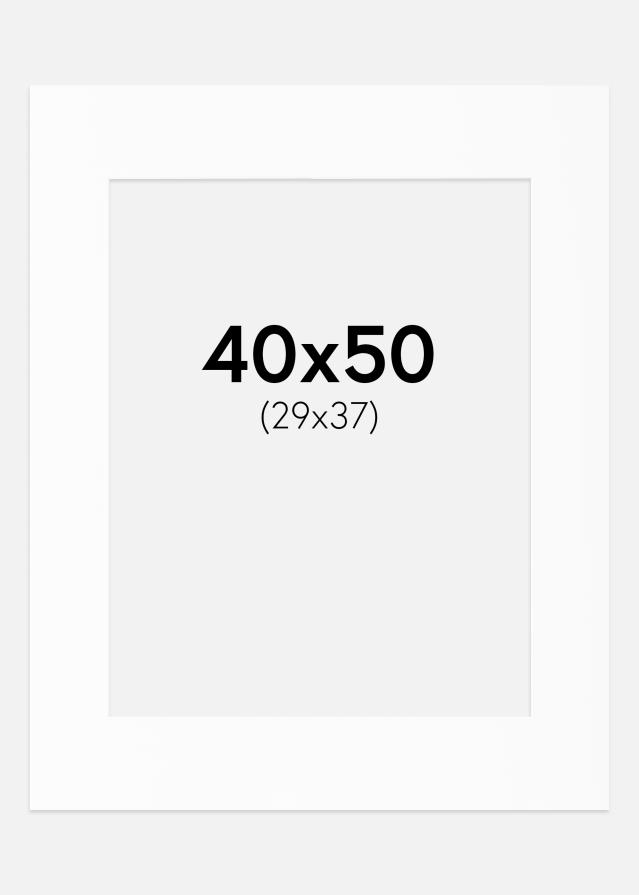Passepartout Hvit Standard (Hvit kerne) 40x50 cm (29x37)
