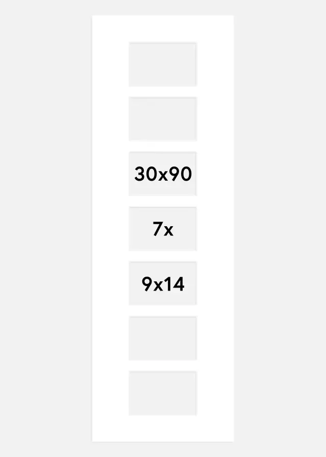 Passepartout Hvit 30x90 cm - Collage 7 Bilder (9x14 cm)