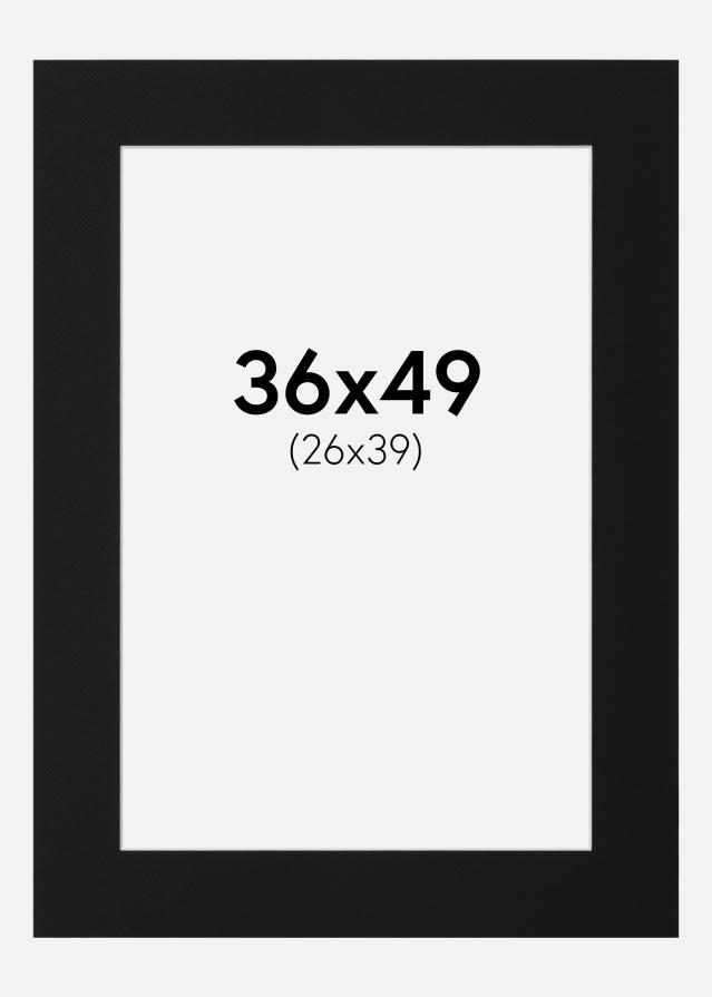 Passepartout Svart Standard (Hvit kjerne) 36x49 cm (26x39)